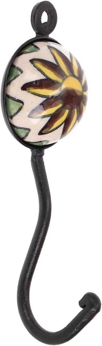 Wandhaak - Decoratieve Haak - Opbergen - Handgeschilderd Delfts Blauw - 13x4x5cm - Multicolour