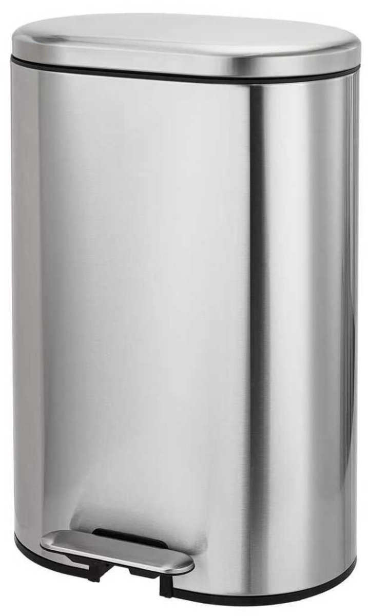 Bayt Prullenbak - Pedaalemmer 50 Liter -Prullenbak 50 Liter - Vuilnisbak 50 Liter - Prullenbak Afvalscheiding - Afvalbak- RVS - Zilver
