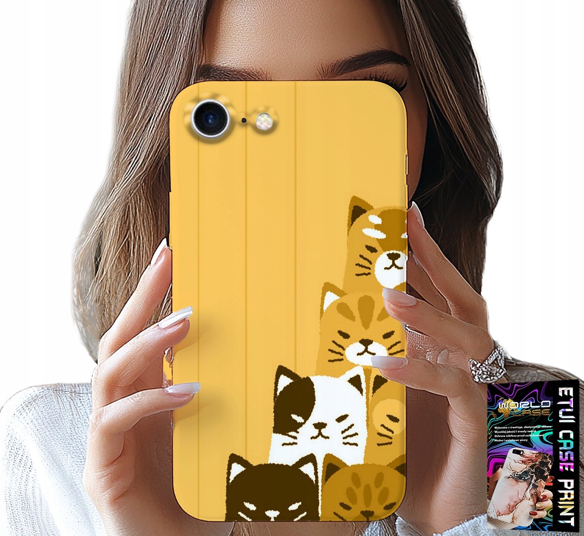 HOESJE VOOR IPHONE 7 / 8 / SE2 - LOVE CAT, PATRONEN MET KAT, HOESJE + GLAS