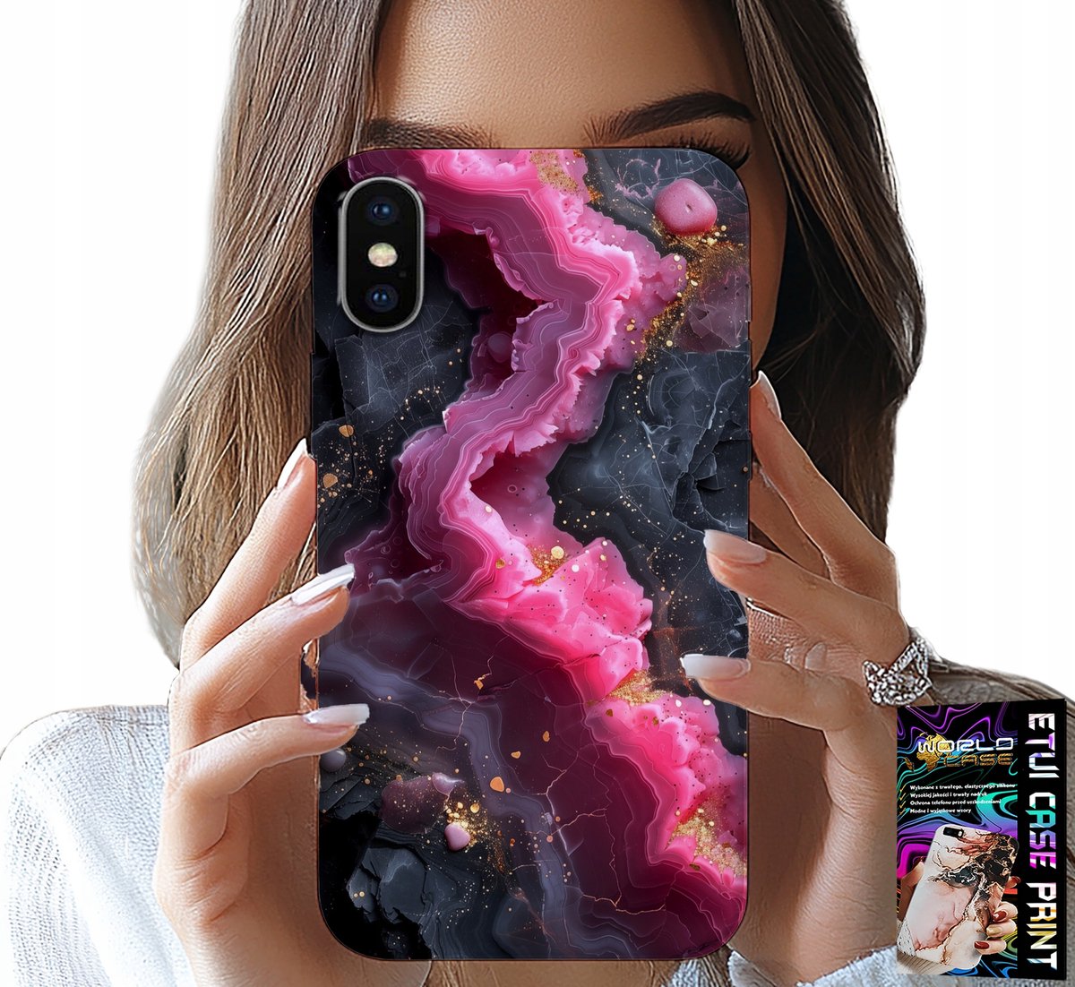 iPhone XS Max hoesje - Roze marmeren achterkant, trendy patronen
