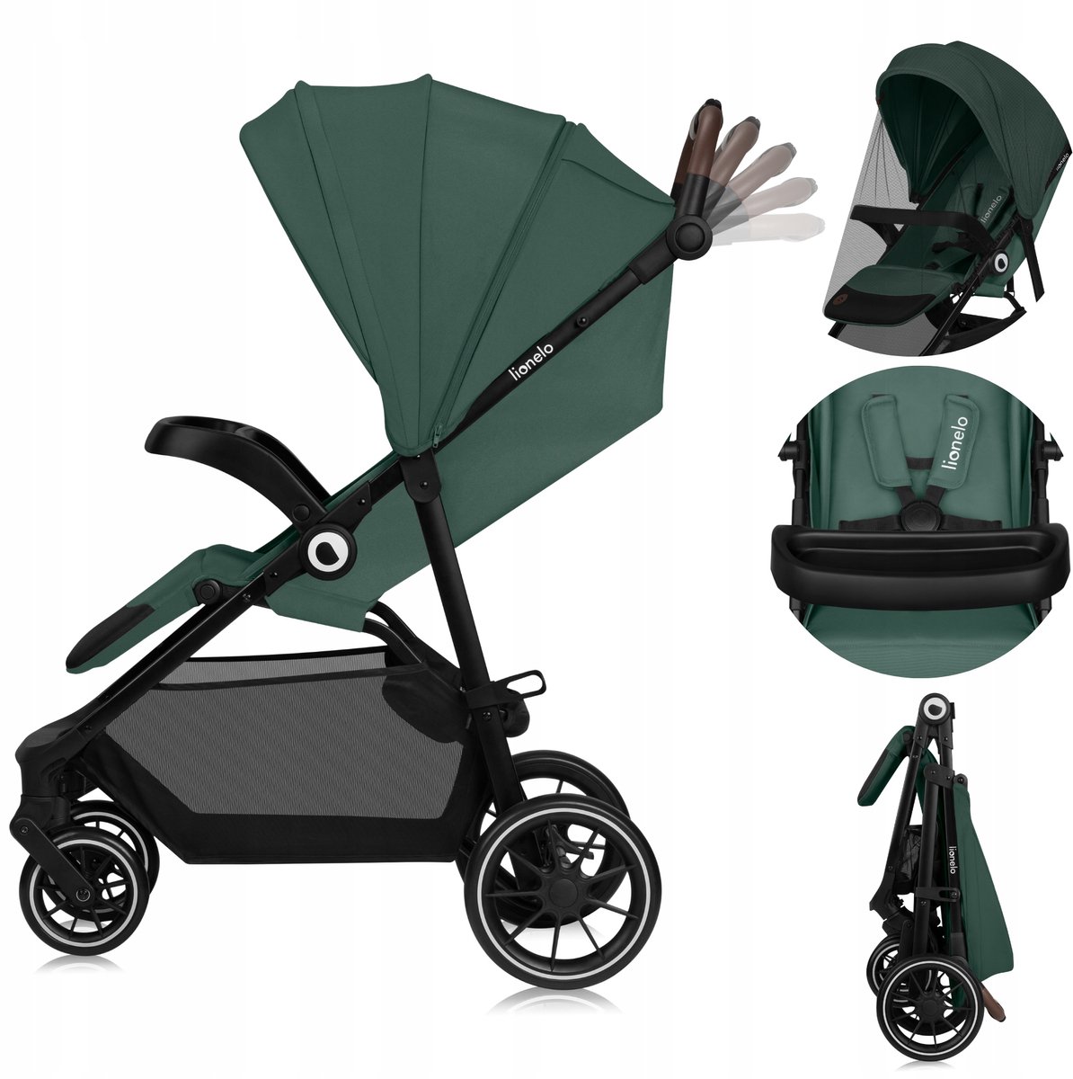 Lionelo Emma One Buggy en kinderwagen tot 22 kg – XXL Kapje – EVA Wielen – Lichtgewicht en Onderhoudsvrij – Verstelbare Rugleuning – Eénhandig Inklapbaar – Verstelbare Duwstang – Centrale Voetrem – 5-Punts Veiligheidsgordel – Stadswandelwagen van Lionelo