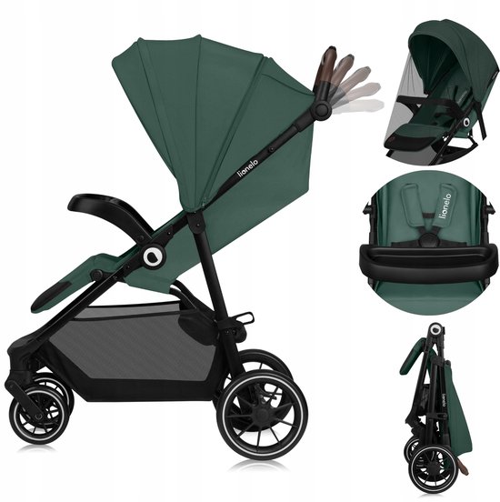 Lionelo Emma One Buggy en kinderwagen tot 22 kg – XXL Kapje – EVA Wielen – Lichtgewicht en Onderhoudsvrij – Verstelbare Rugleuning – Eénhandig Inklapbaar – Verstelbare Duwstang – Centrale Voetrem – 5-Punts Veiligheidsgordel – Stadswandelwagen