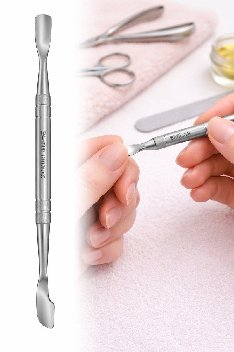Belux Surgical Instruments / Nagelriemduwer – Dubbelzijdig – Schuin & Breed Model – RVS – Manicure & Pedicure Tool