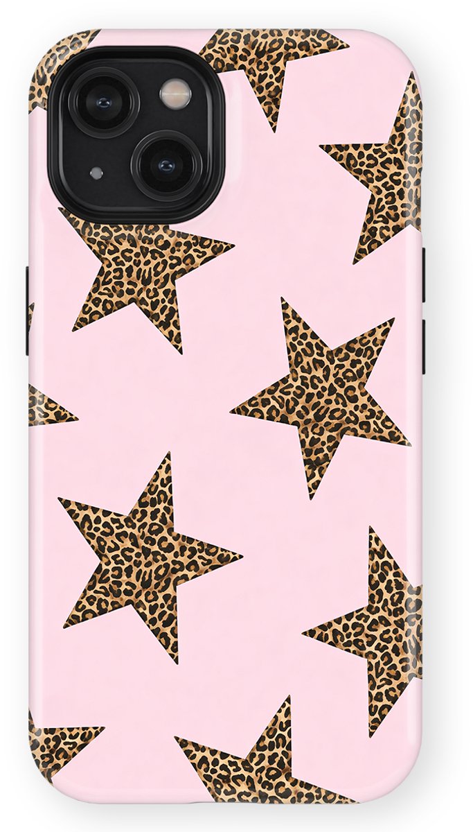 DripCase Hoesje geschikt voor iPhone 15 | Sterren Design | Magnetisch Opladen | 2-in-1 Ontwerp | Stars Backcover Wild Pink