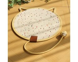 Geweven krabmat voor katten - Verkoelende zomermat van geweven materiaal voor katten, inclusief bal. Ideaal voor binnenkatten. Interactieve katoenen touwmat voor katten, geschikt om de klauwen van de kat te slijpen. Slijtvast ontwerp.