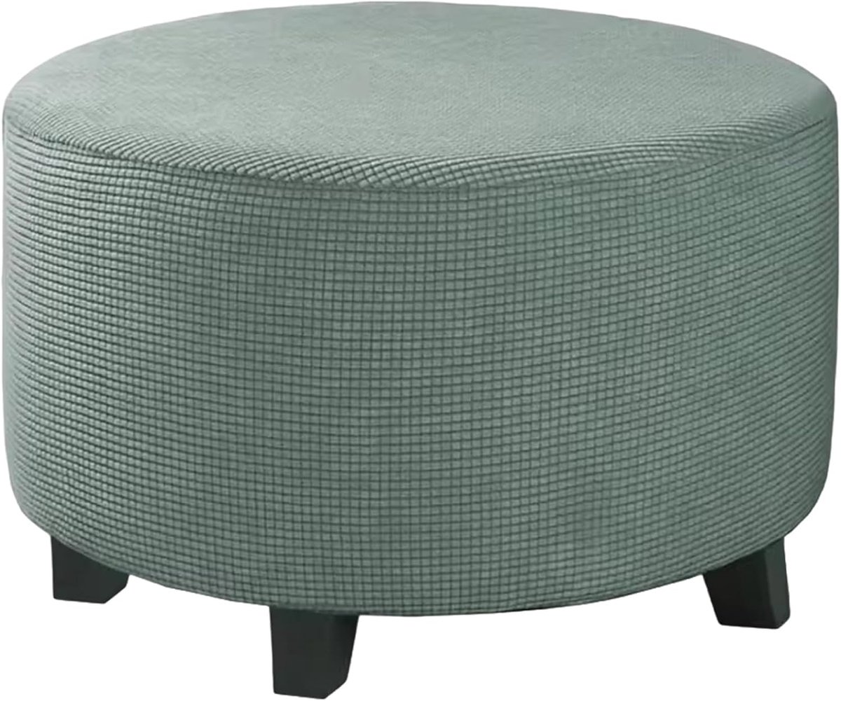 Voetbankhoes Ronde Poef - Ottomaanse Slipcover - Meubels Beschermen - Elastische Rand - 61-73 cm Diameter - Groen