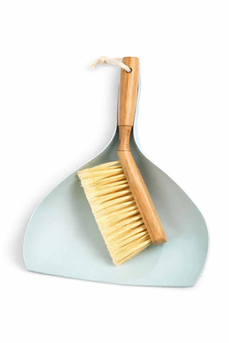Stoffer en Blik Set Bamboe – Turquoise Stofblik met Houten Borstel – FSC® 100% – Handveger met Ophanglus – Compact & Duurzaam Schoonmaakset – Voor Keuken, Woonkamer & Kantoor