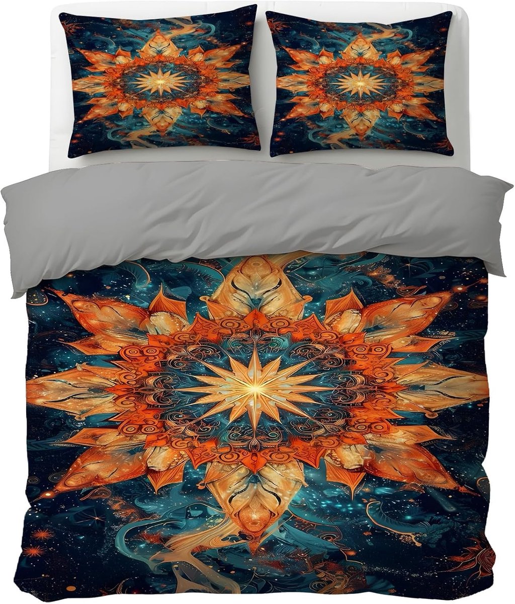 Peuter Dekbedovertrek Set - Kinder Beddengoed - Slaapkamer Decoratie - Ademend Zacht Materiaal - 120x150cm - Sterrenhemel Mandala
