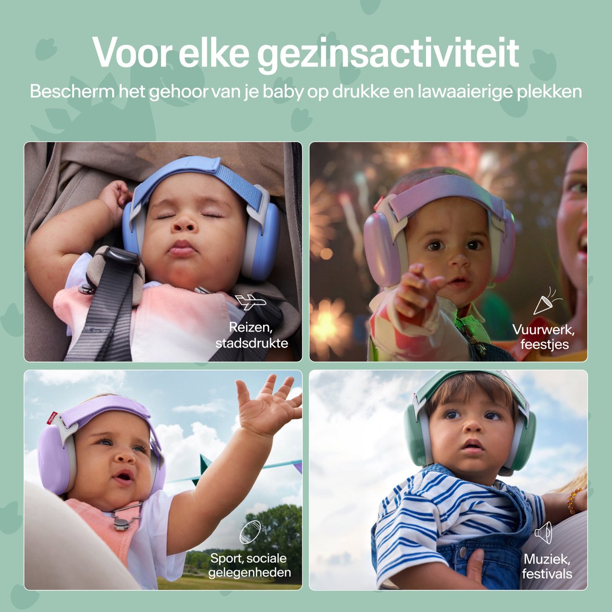 Alpine Muffy Baby Comfort (12-48 Maanden) - CE & ANSI Gecertificeerde Koptelefoon Baby - Verstelbare Gehoorbescherming Baby en Kinderen - Unieke Hoofdband voor Veilige & Comfortabele Pasvorm - 24 dB Demping - Happy Dinos – foto 8