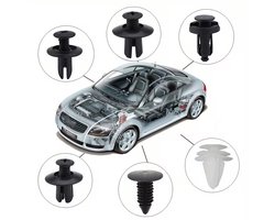 DW4Trading Auto Bevestigingsclips 50 Stuks 6 Soorten Nylon - Wit en Zwart