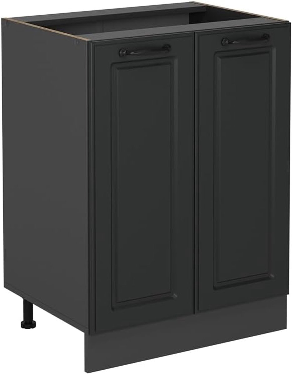 Keukenonderkast - Keukenkast Landhuis - Keukenopslag - Verstelbare Poten - 60 cm Breed - Antraciet