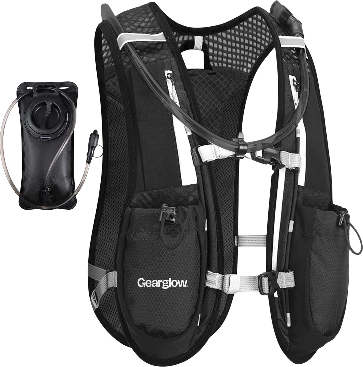 GearGlow® Hardloopvest met 2L Waterzak en Drinkslang - Hardloop Rugzak