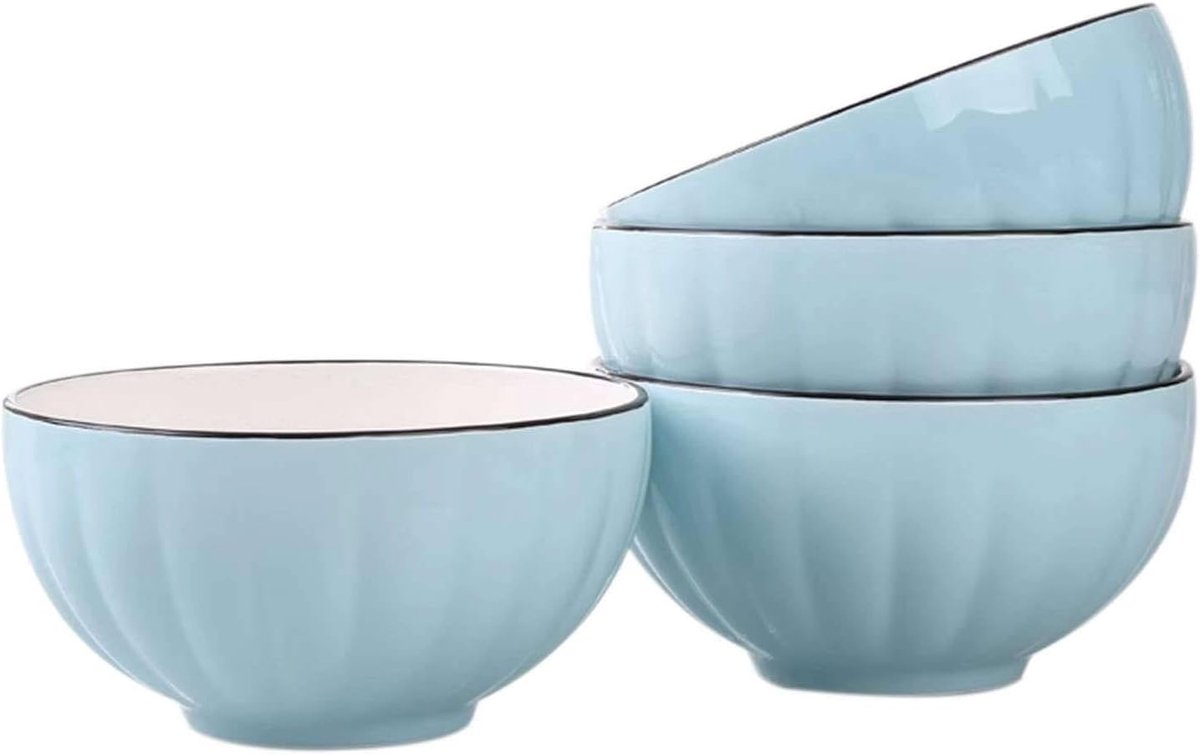 Soepkommen Set - Ontbijtkommen Mueslikommen - Magnetron Vaatwasser - Stapelbaar Stevig - 400 ml - Blauw