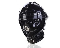 BDSM Masker - One Size - PU Leder - 3 Sloten - Choker - Gewatteerd - Blinddoek