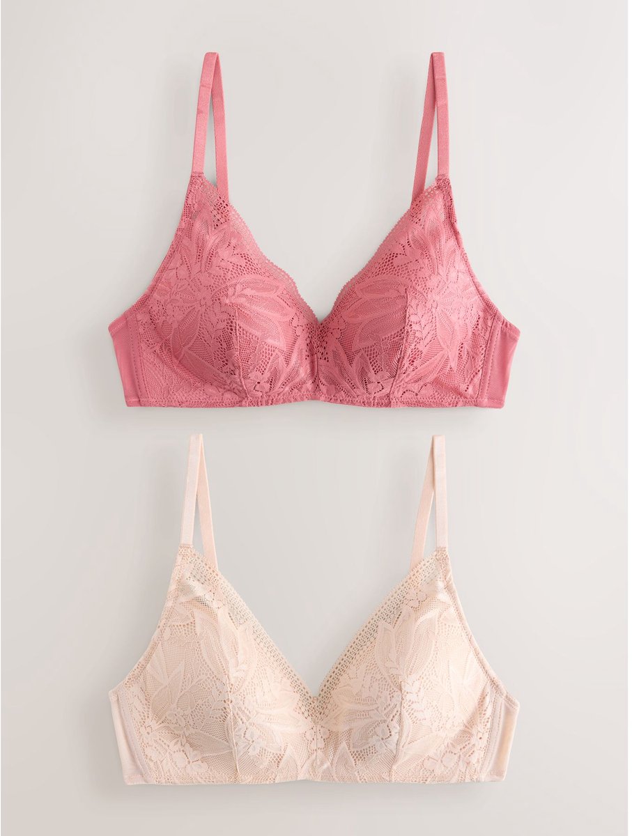 Next Dames - Set van 2 Ultimate Comfort beha's met kant en vullingen en zonder beugel - Roze Rose/Pink