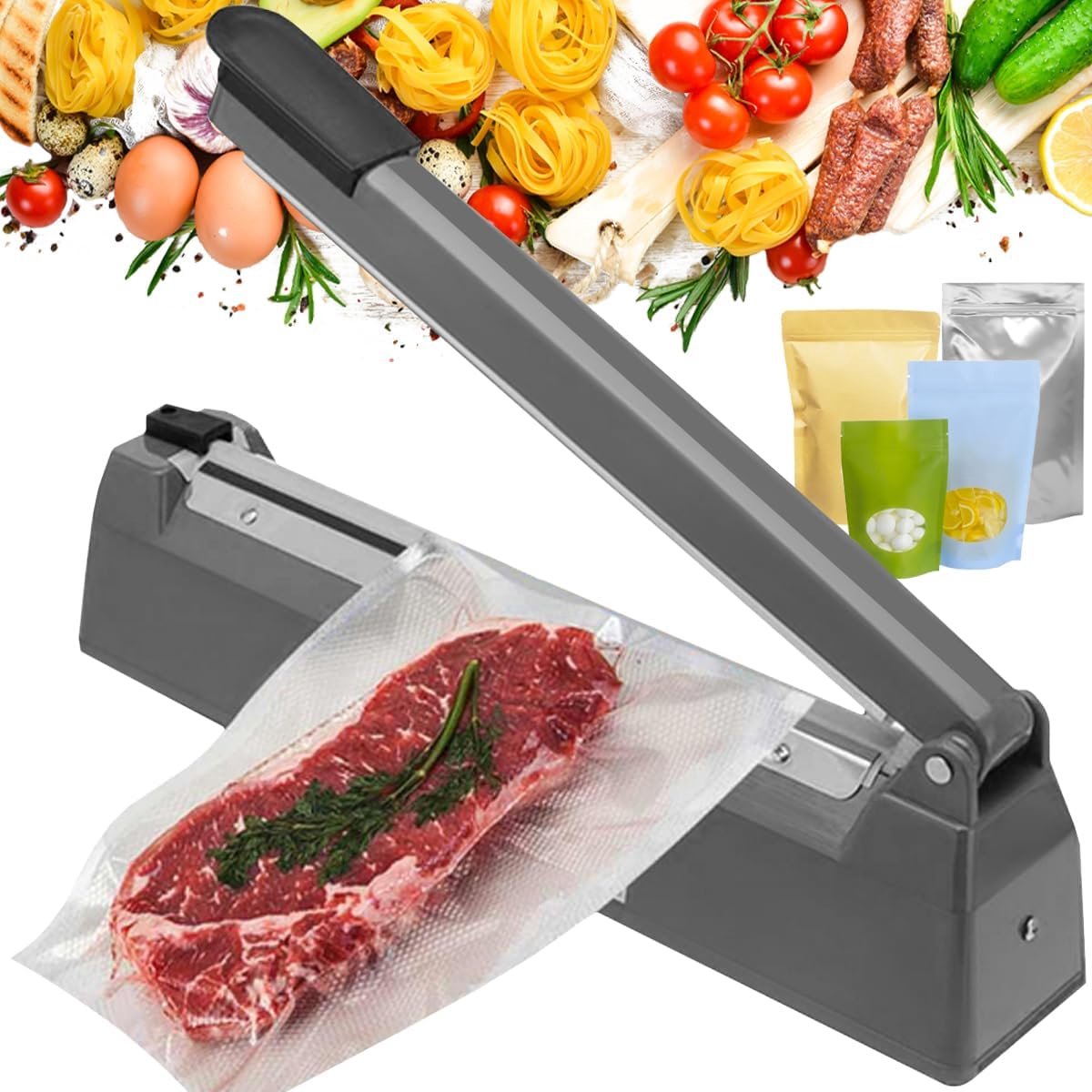 Folie Lasapparaat - Vacuüm Sealer - Voedsel Verpakken - Verstelbare Tijd - 300 mm Laslengte - Grijs