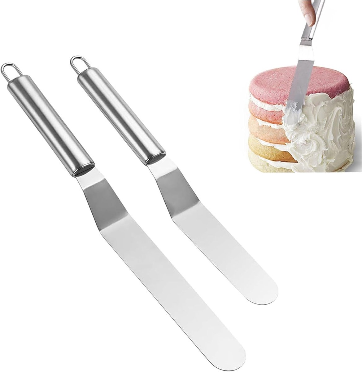 Taartmessen Set - Hoekpalet Spatels - Taart Decoreren - Roestvrij Staal - Twee Maten