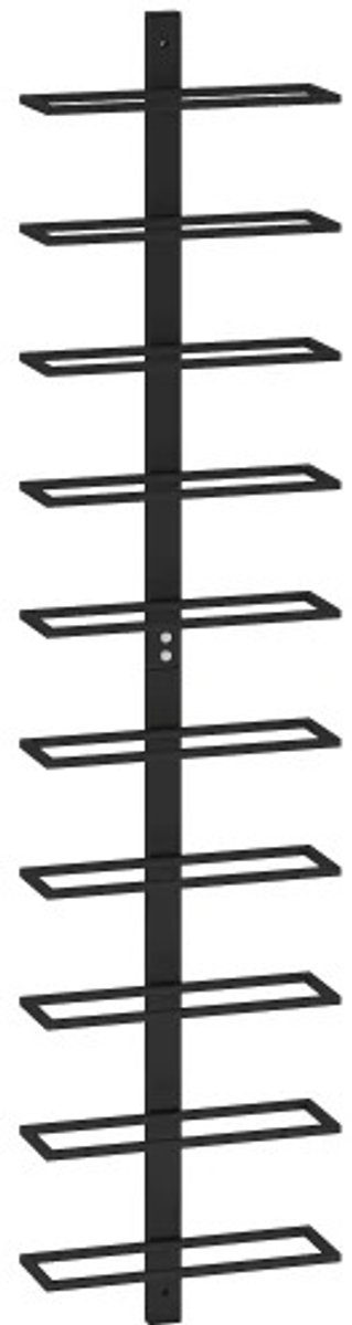 Archi wijnrek – Wijnrek muur - Wijnrek metaal - Stalen Flessenrek - Opbergrek - Wandmontage – Zwart – 27 x 10 x 116 cm