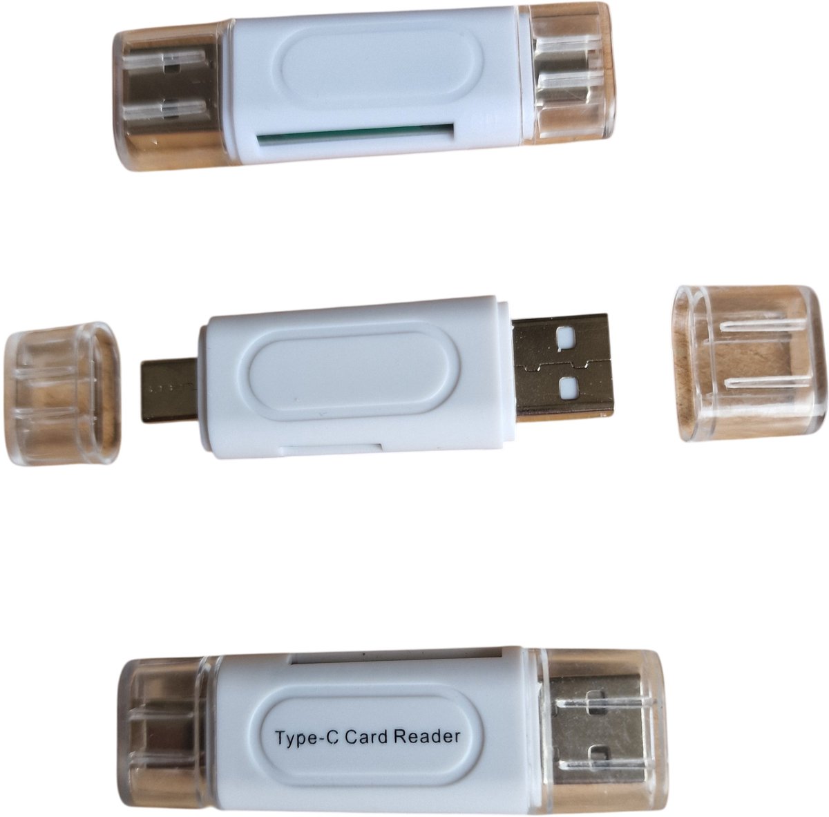 4‑in‑1 Multifunctionele USB Type‑C Kaartlezer – Zwart