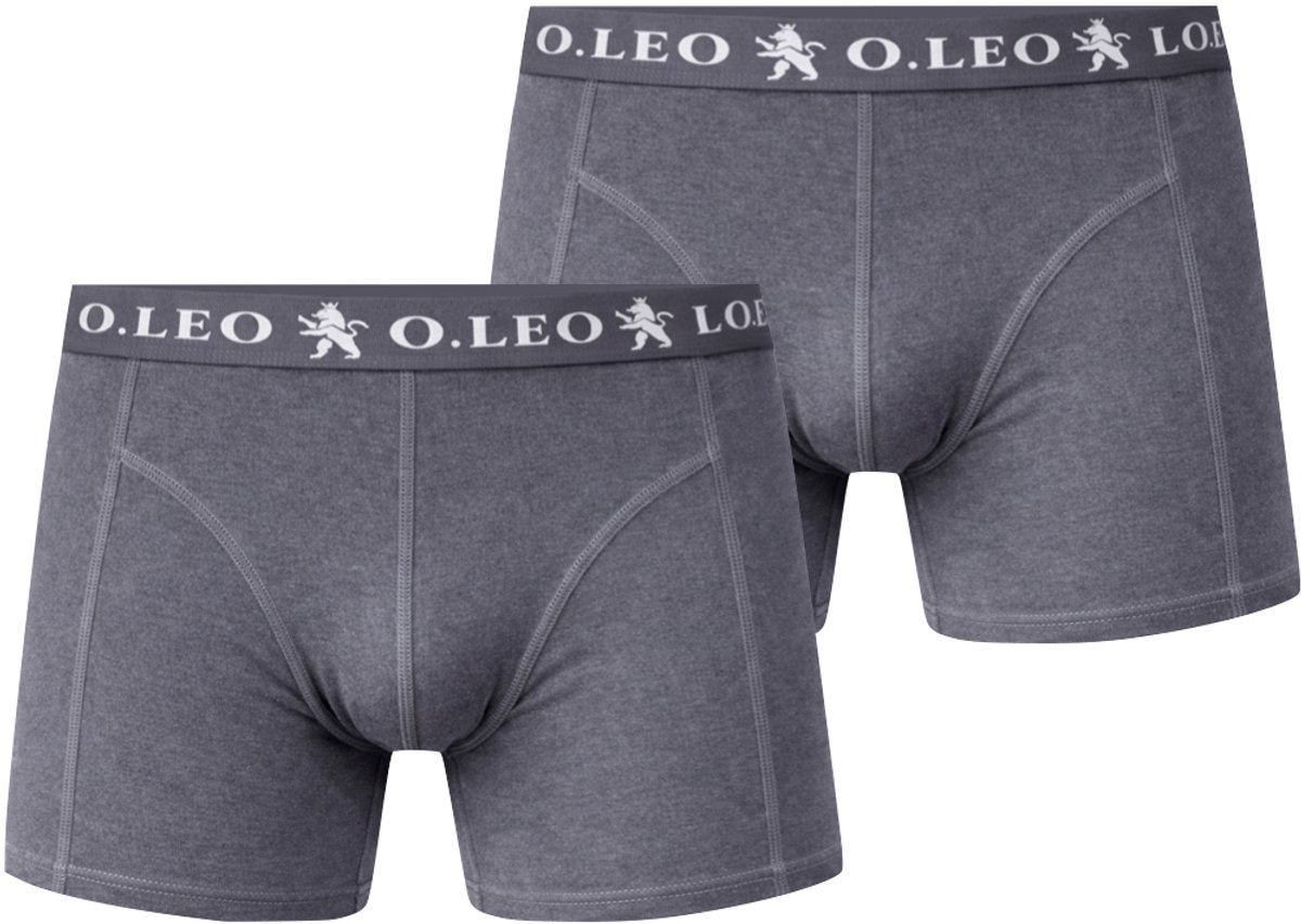 O.Leo - Boxershort heren - Grijs - 2 stuks - Maat S - Stevig katoen & Comfortabele naden - Onderbroeken heren
