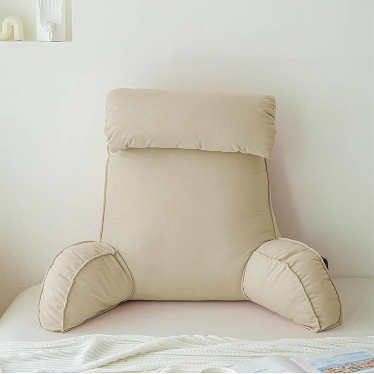 Groot Leeskussen - Rugsteun Kussen - Ontspannen Lezen - Afneembaar Nekkussen - 75 x 40 x 55 cm - Beige