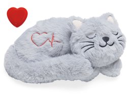 Beeztees Kitten Heartbeat Knuffel Pur - Kattenspeelgoed - Polyester - Grijs - 23x13x11 cm