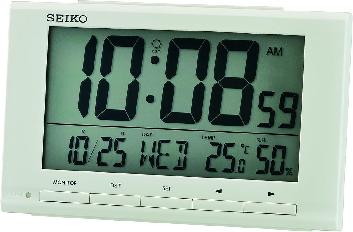 Digitale Wekker - LCD Klok - Slaapkamer Tafel - Alarm Kalender Snooze - 93x148cm - Wit