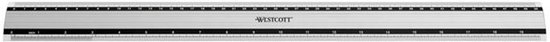 Aluminium liniaal van Westcott, 50 cm/19 inch, met duidelijke zwarte markeringen en cijfers.