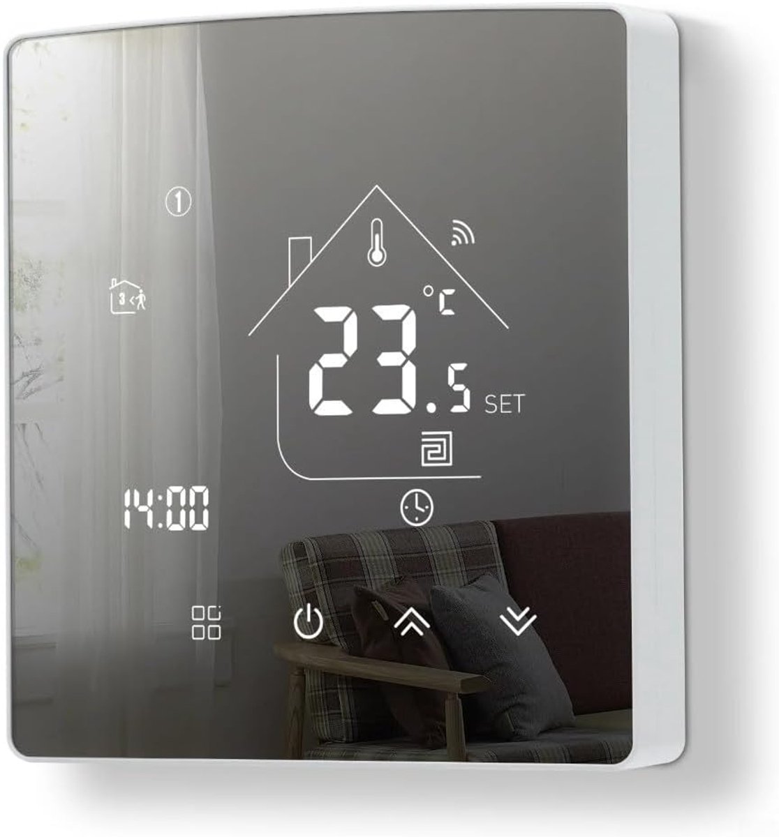 Slimme Thermostaat - Verwarmingsregelaar - Binnen Temperatuur - App & Spraak Bediening - 90x86x27MM - Wit