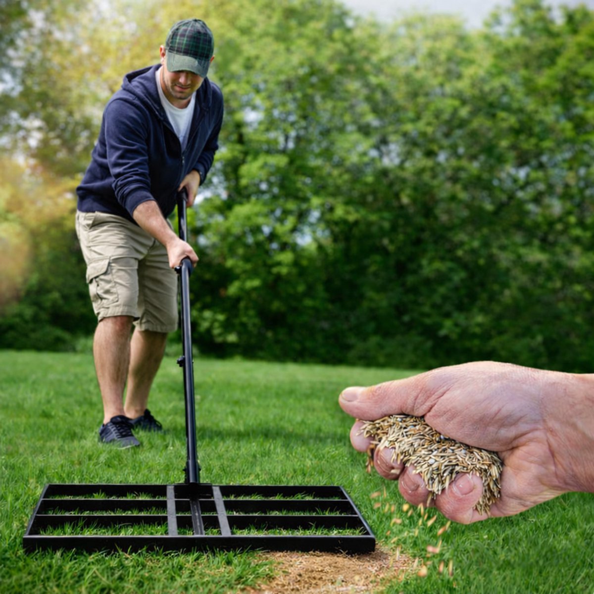 Anwicar Tuinnivellering 90x30cm met Handgrepen - Verticuteerhark - Gazon Nivellering Hark
