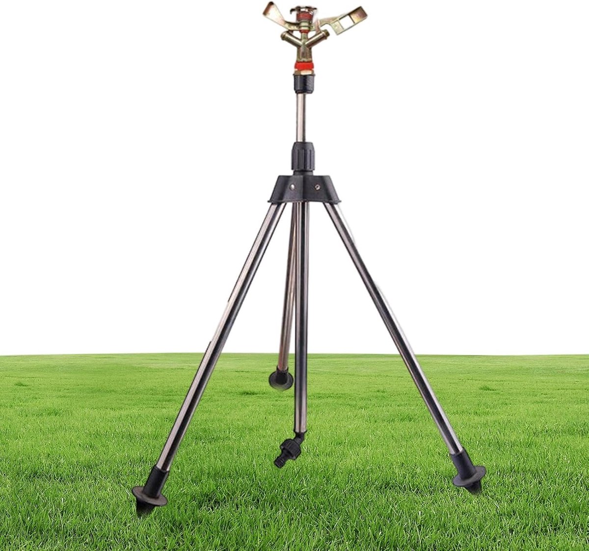 Draaibaar Statief Sproeier - Gazon Besproeier - Tuin Water Geven - 360 Graden Rotatie - 90 cm Hoogte - Zilverkleurig