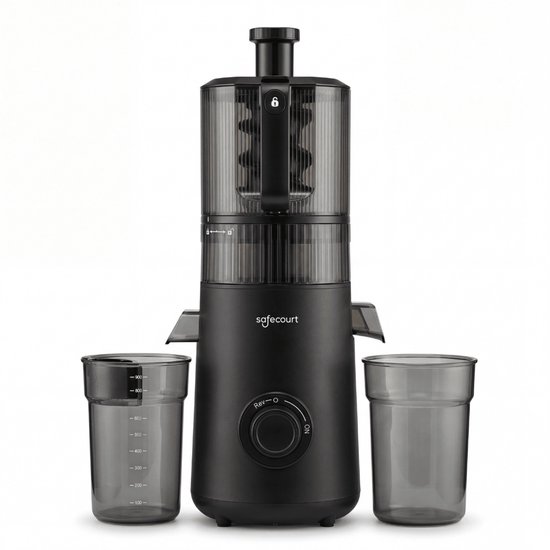 Safecourt Kitchen Slow Juicer XXL - krachtige motor [Pre-cutter & Cold-press technologie] - eenvoudige reiniging - BPA-vrij - sapcentrifuge Zwart