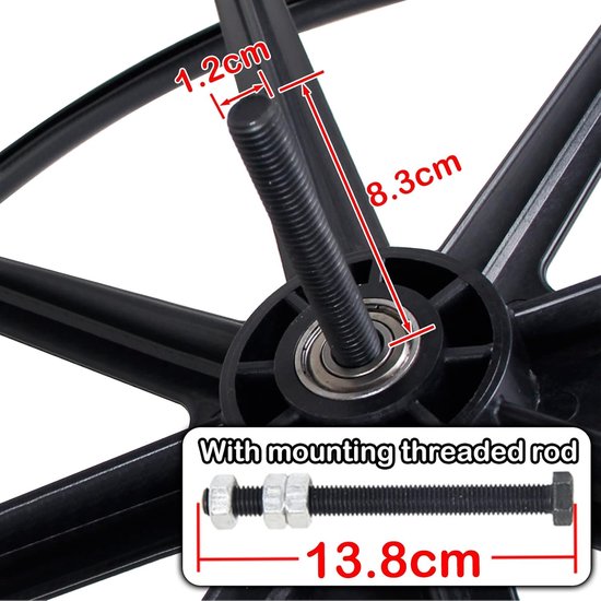 Rolstoel Achterwielen - Vervangende Banden - Mobiliteit Verbeteren - Massieve Polyurethaan Banden - 24 Inch Diameter - Zwart — afbeelding 2