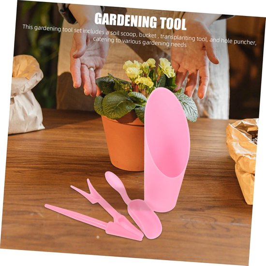 Tuingereedschap Set - Planten Hulpstukken - Kleine Planten Verpotten - Kunststof Materiaal - 158 cm Lengte - Roze van Tuingereedschap. — afbeelding 4