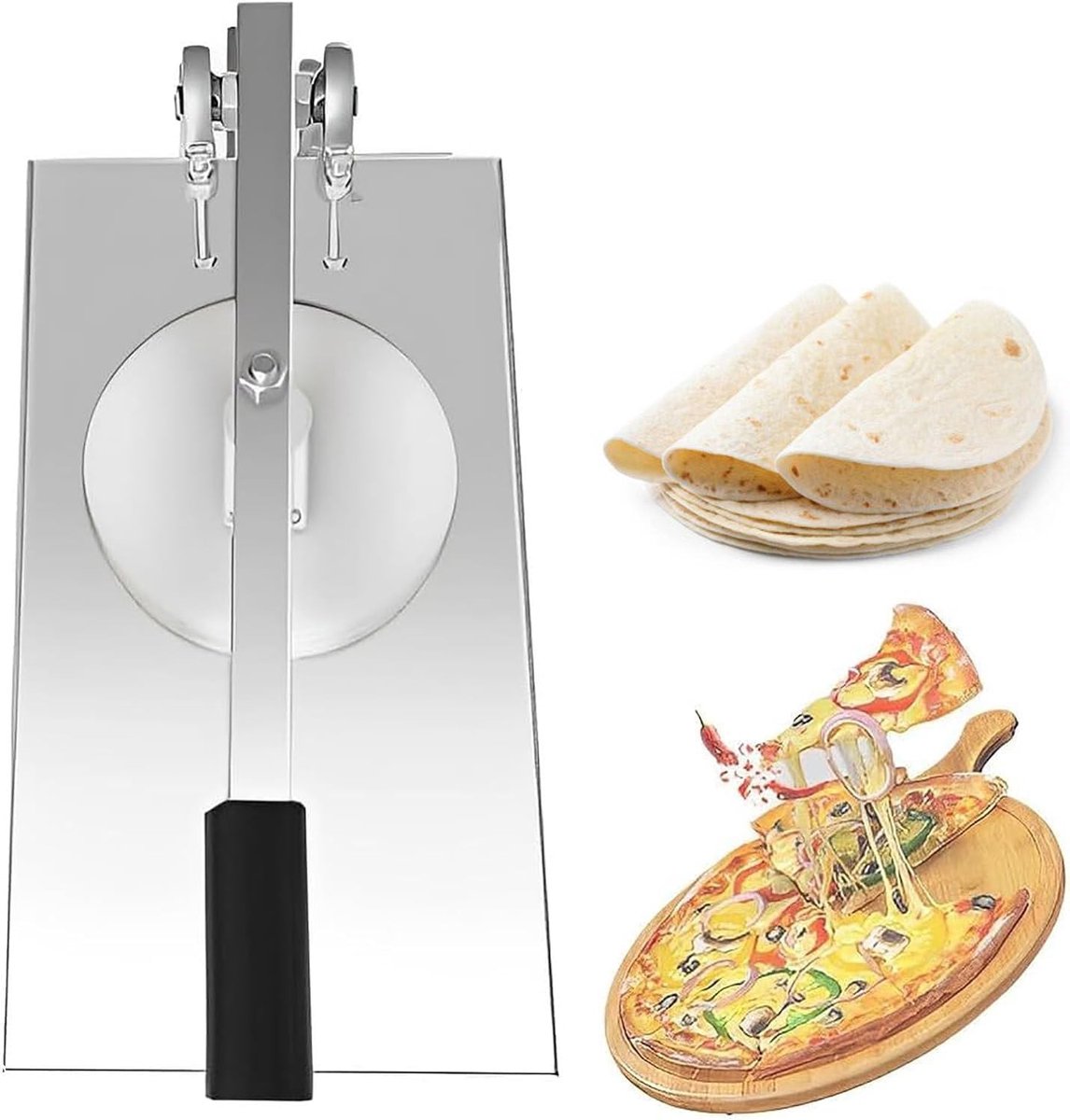 Pizzadeeg Maker - Deeg Persmachine - Snel Deeg Vormen - Roestvrij Staal - 14cm Persplaat