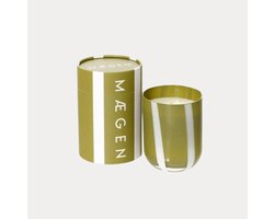 Maegen - Atina Geurkaars - Groen Glas - Luxe Geurkaars - Kaars Cadeau - Gestreept - Duurzame Kaars