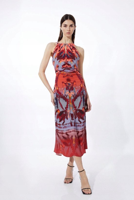 Karen Millen Petite - Midi-jurk - Multicolor - Polyesther - Petite 40