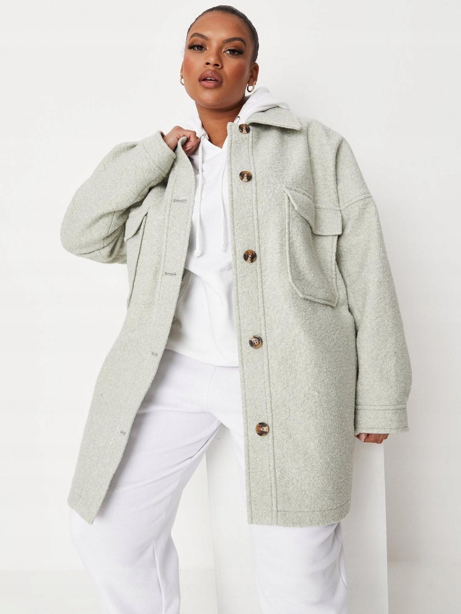 Missguided Plus Serie - Dames Shirt Jacket - 46 - Groen - Polyester
