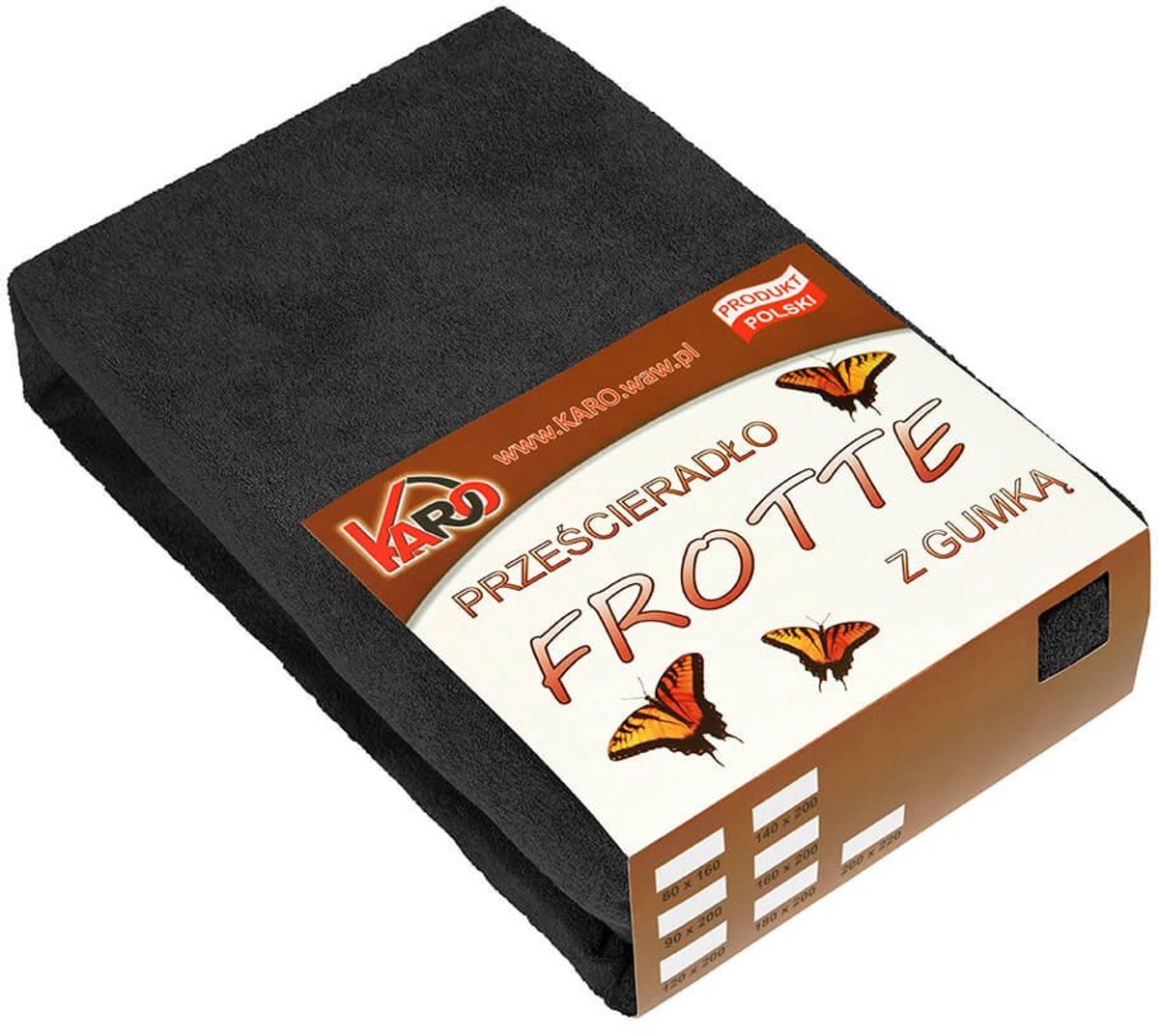 KARO - Frottee Hoeslaken - 200x220 cm - Zwart - 200g/m2