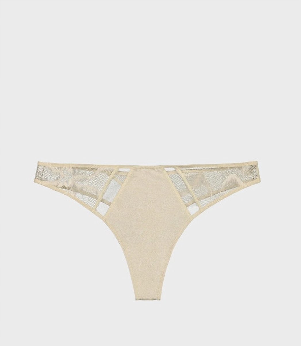 Calvin Klein - Dames String - Beige - Kant - Maat M