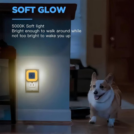 Led Nachtlampje - Stekkerlamp Insteeklicht - Automatische Verlichting - Schemering Sensor - 4 x 7 x 4 cm - Romig — afbeelding 5