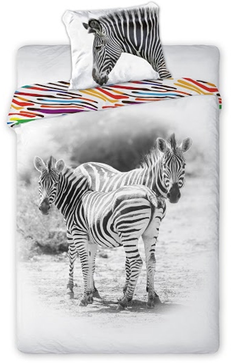 FARO Wild Zebra - Dekbedovertrek - 160x200 cm - Katoen - Dierenprint