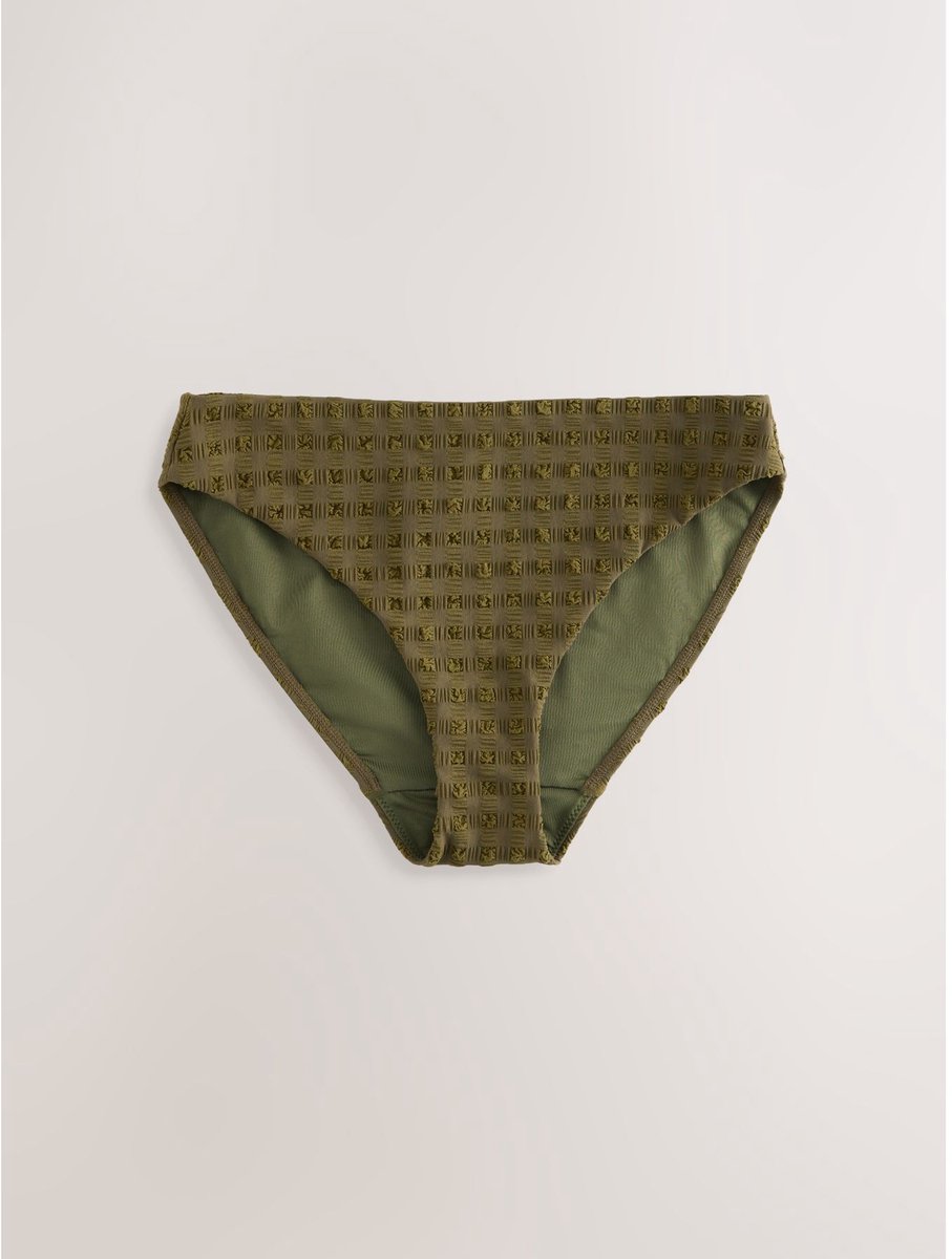 Next Dames - Hoog uitgesneden bikinibroekje - Groen Olive Green Seersucker