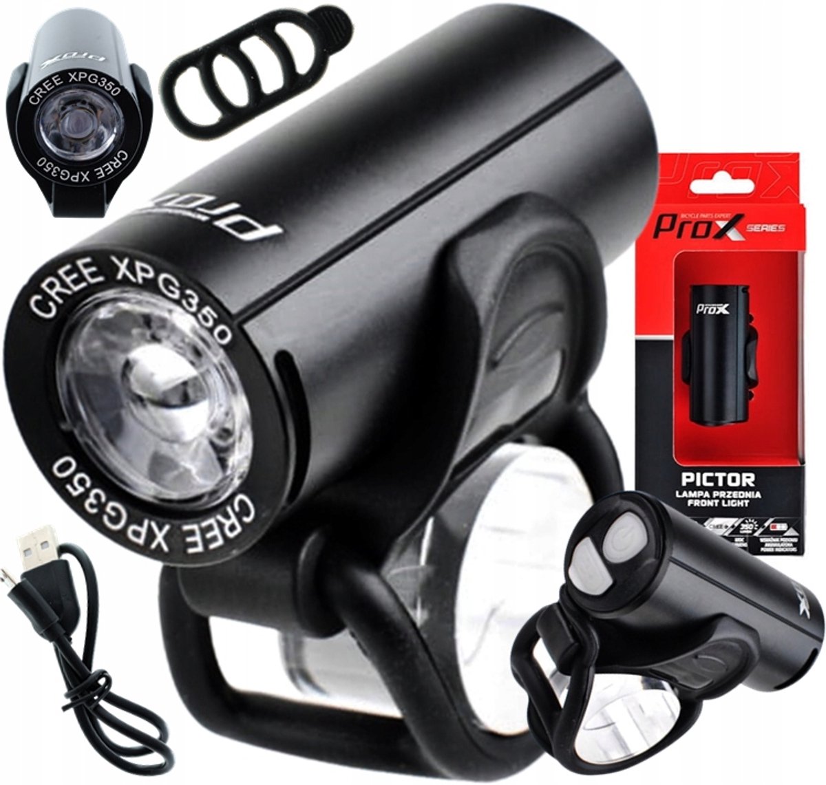 ProX Pictor - Fietsverlichting - 350 Lumen - LED - USB Oplaadbaar