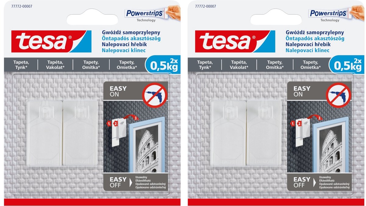 Tesa - Zelfklevende Spijker - Wit - 0,5kg - Voor Behang en Pleisterwerk
