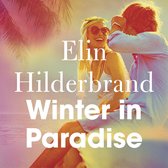 Vrolijk lachend stel op een zonnig strand met palmbomen en de tekst 'Elin Hilderbrand Winter in Paradise'.