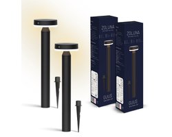 ZOLUNA Solar Tuinlampen 2x GUUS - Grondspies op Zonne-energie met Bewegingssensor - 400 Lumen - Warm Wit Licht - Buitenverlichting voor Pad & Oprit