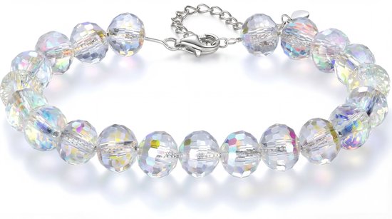 Bracelet de Perles avec cristaux ronds de haute qualité et argent 925 - Bracelet de Bracelets de perles avec fermoir mousqueton - 16cm à 21cm - Livré avec coffret cadeau de Sophie Siero