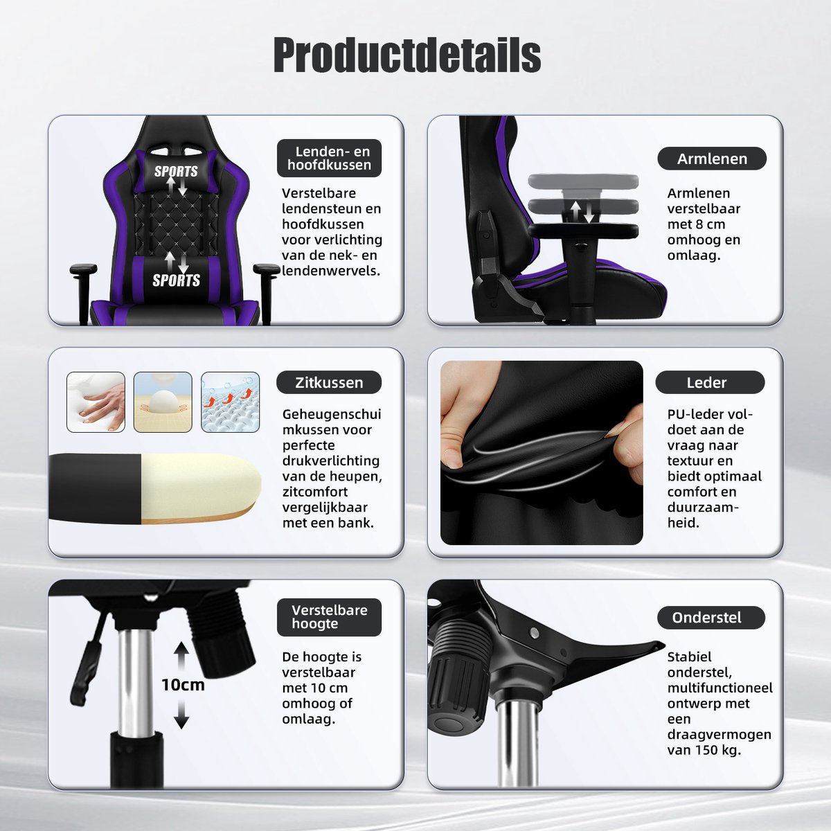 Hiaonyx Gaming Stoel - Verstelbare - afbeelding 2