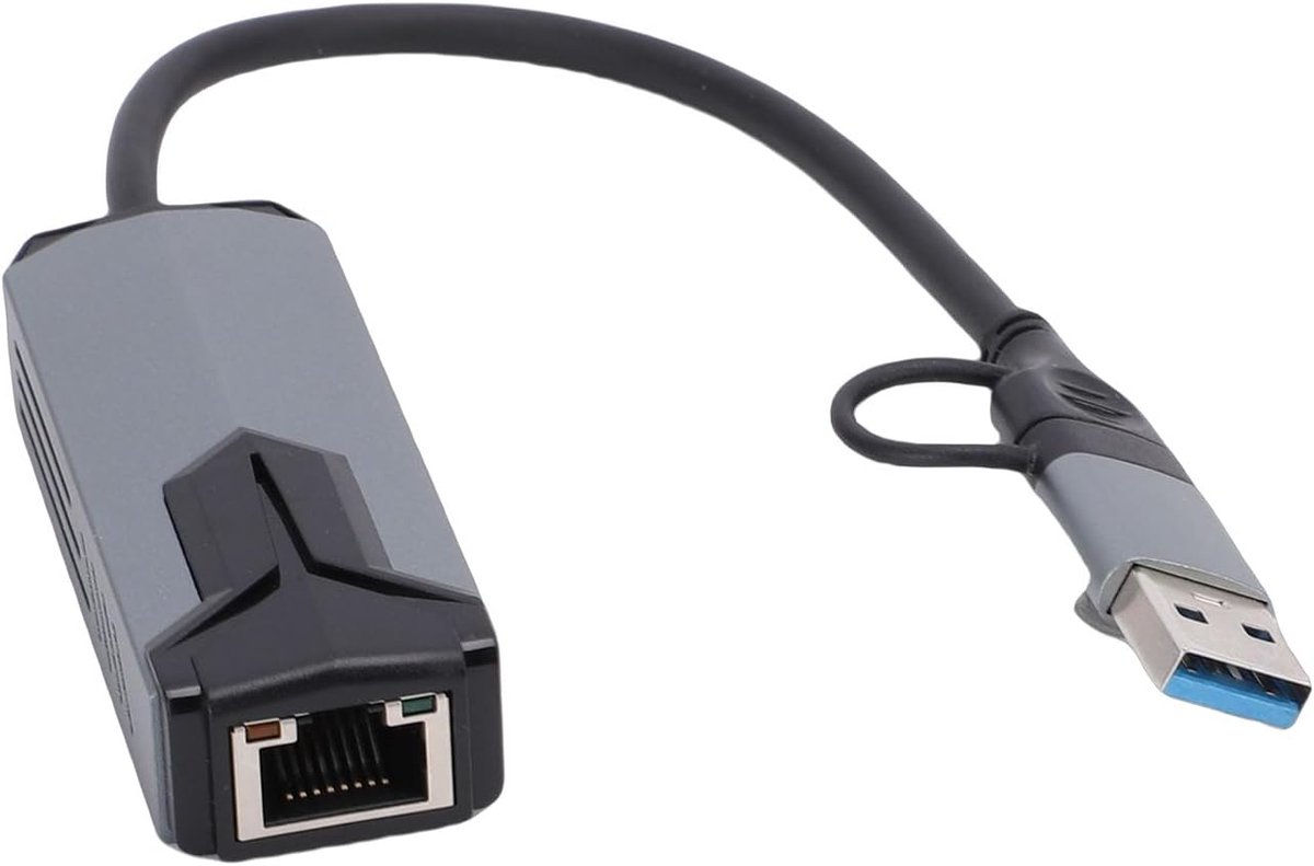 Netwerk Adapter - Ethernet USB - Snelle Internetverbinding - 5000 Mbps Snelheid - USB A C - Metaal
